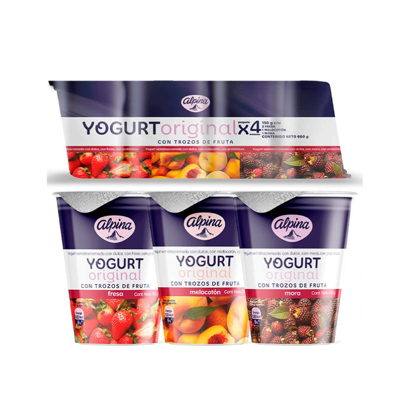 Yogurt Alpina * 4Unidades Con Trozos De Fruta 150 gr