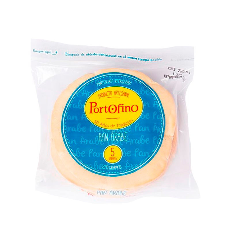 Pan Arabe Portofino * 5 Unidades 270 gr