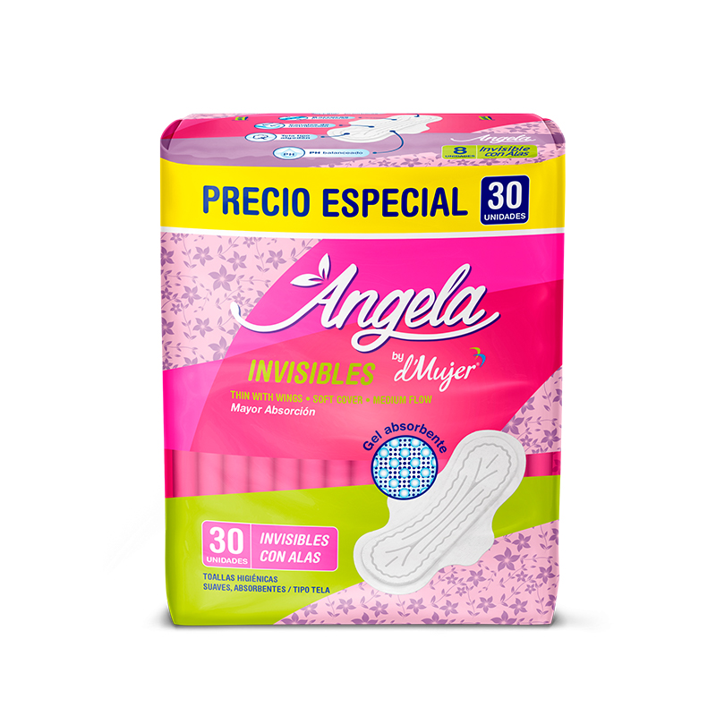 Toalla Angela Invisible Con Alas Tela 30 unidades