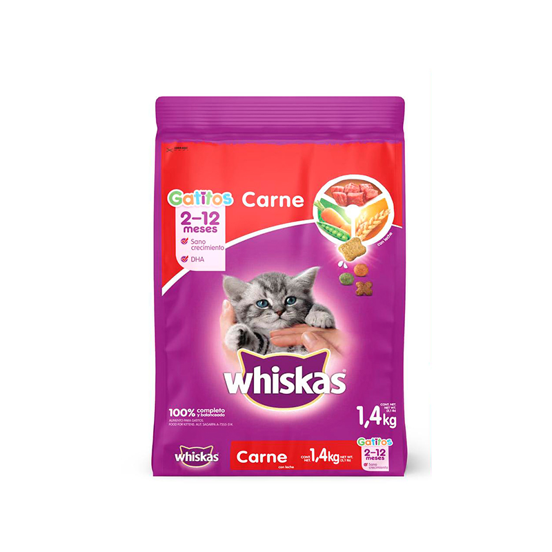 Alimento Whiskas Gatitos Carne 1400 gr