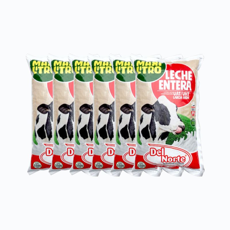 Leche del Norte 6 unidades Entera Bolsa 1100 ml