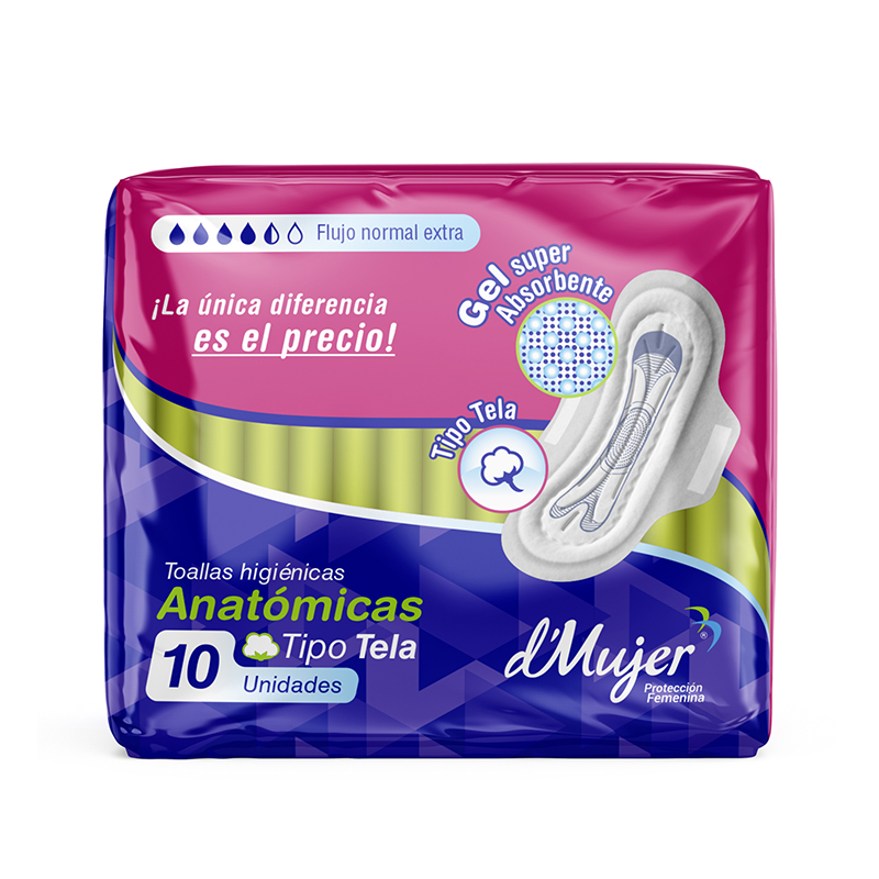 Toalla Dmujer Anatomica Tipo Tela 10 unidad