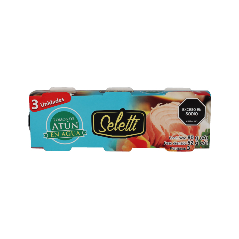 Atun Seletti * 3 Unidades en Agua 80 gr