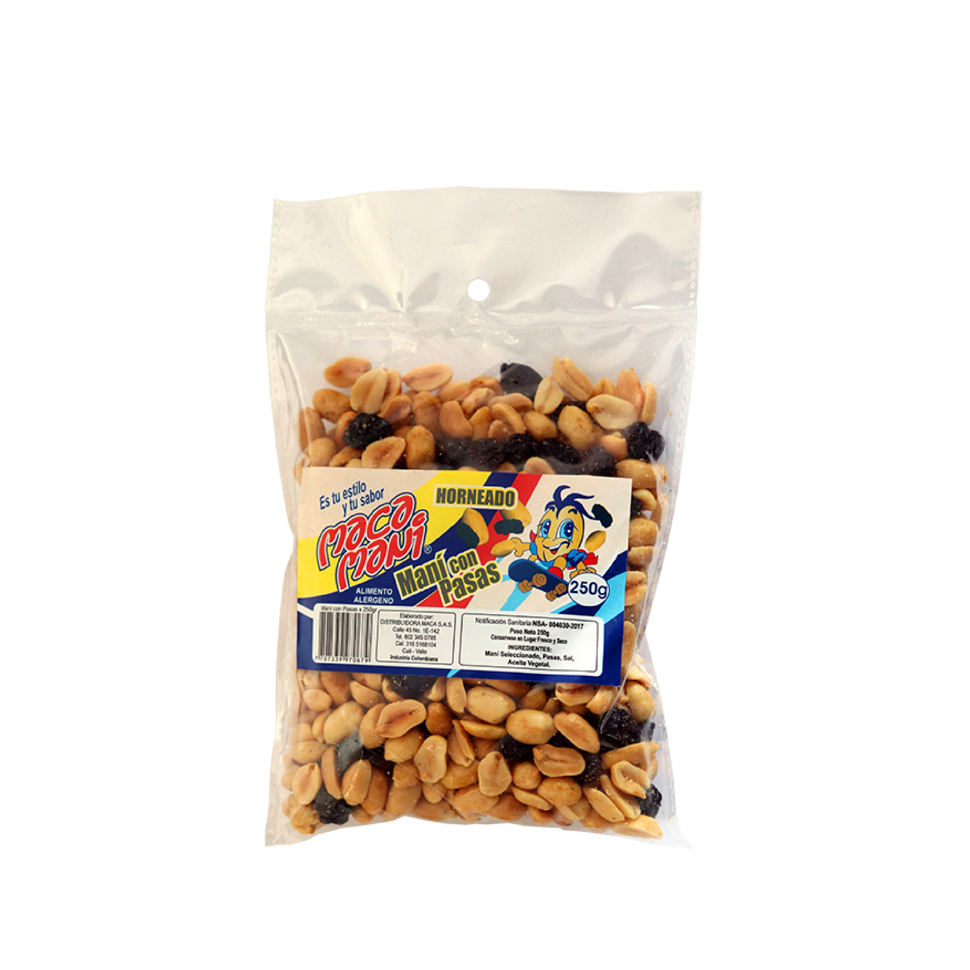 Mani Macamani Con Pasas Horneado 250 gr